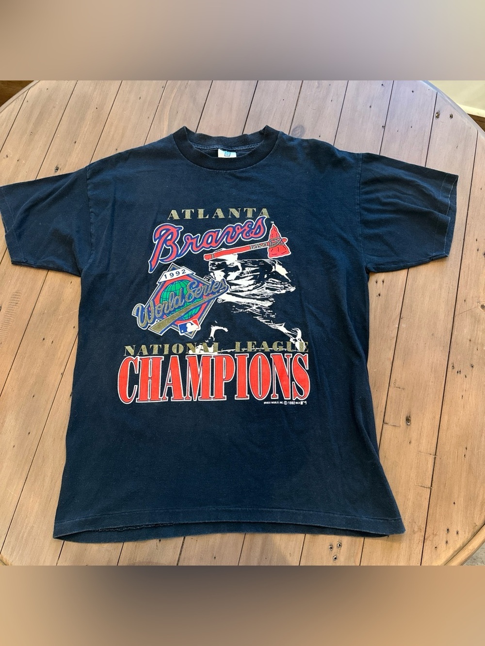 Atlanta Braves Vintage 1992 National League Champions Black Shirt Size Large